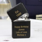 Personalised Gold Text Any Message Black Lighter - Image 2