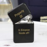 Personalised Gold Text Any Message Black Lighter - Image 4