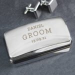 Personalised Any Message Wedding Chrome Plated Cufflink Box - Image 4