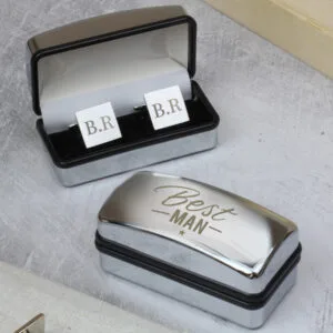 P0103C54 Personalised 'Best Man' Wedding Square Cufflinks & Chrome Plated Gift Box Set 2