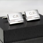 Personalised Initials Mother of Pearl Silver Finish Cufflinks - Image 2