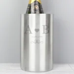 Personalised Monogram Initials Heart Motif Stainless Steel Wine Cooler