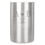 Personalised Monogram Initials Heart Motif Stainless Steel Wine Cooler - Image 4