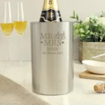 Personalised 'Mr And Mrs' Hearts Motif Stainless Steel Wine Cooler - Image 2