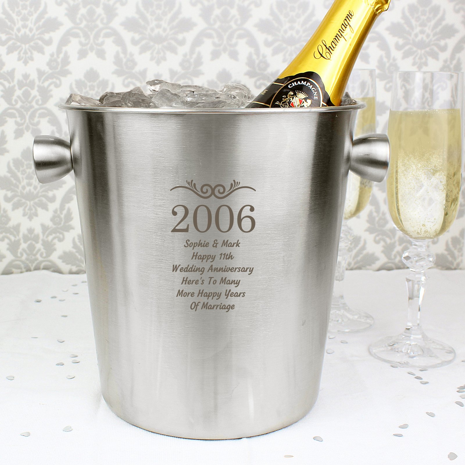 P0104H94 Personalised Any Message Decorative Stainless Steel Ice Bucket Personalised Any Message Decorative Stainless Steel Ice Bucket - Image 1