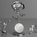 Personalised Any Message Crystocraft Silver Plated Rose Ornament - Image 2