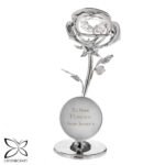 Personalised Any Message Crystocraft Silver Plated Rose Ornament - Image 7