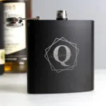 Personalised Initial Geometric Design Black Stainless Steel Hip Flask - Image 3
