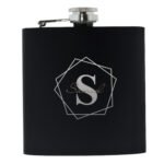 Personalised Initial Geometric Design Black Stainless Steel Hip Flask - Image 6