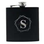 Personalised Initial Geometric Design Black Stainless Steel Hip Flask - Image 5