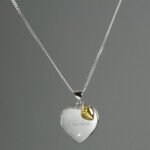 Personalised Sterling Silver Heart Locket Necklace with Diamond & 9ct Gold Charm