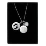 Personalised Sterling Silver Baby Footprints & Cubic Zirconia Heart Necklace - Image 4