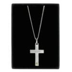 Personalised Name Only Sterling Silver Cross with 9ct Gold Heart & Cubic Zirconia Necklace - Image 3