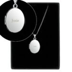 Personalised Name Only Sterling Silver Oval Locket Necklace - Image 3