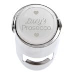 Personalised Heart Motif 'Prosecco' Stainless Steel Bottle Stopper - Image 3