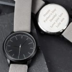 Personalised Men's Matte Black Watch with Grey Strap & Presentation Box - Image 4