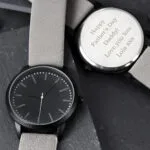 Personalised Men's Matte Black Watch with Grey Strap & Presentation Box - Image 4