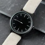 Personalised Men's Matte Black Watch with Grey Strap & Presentation Box - Image 5