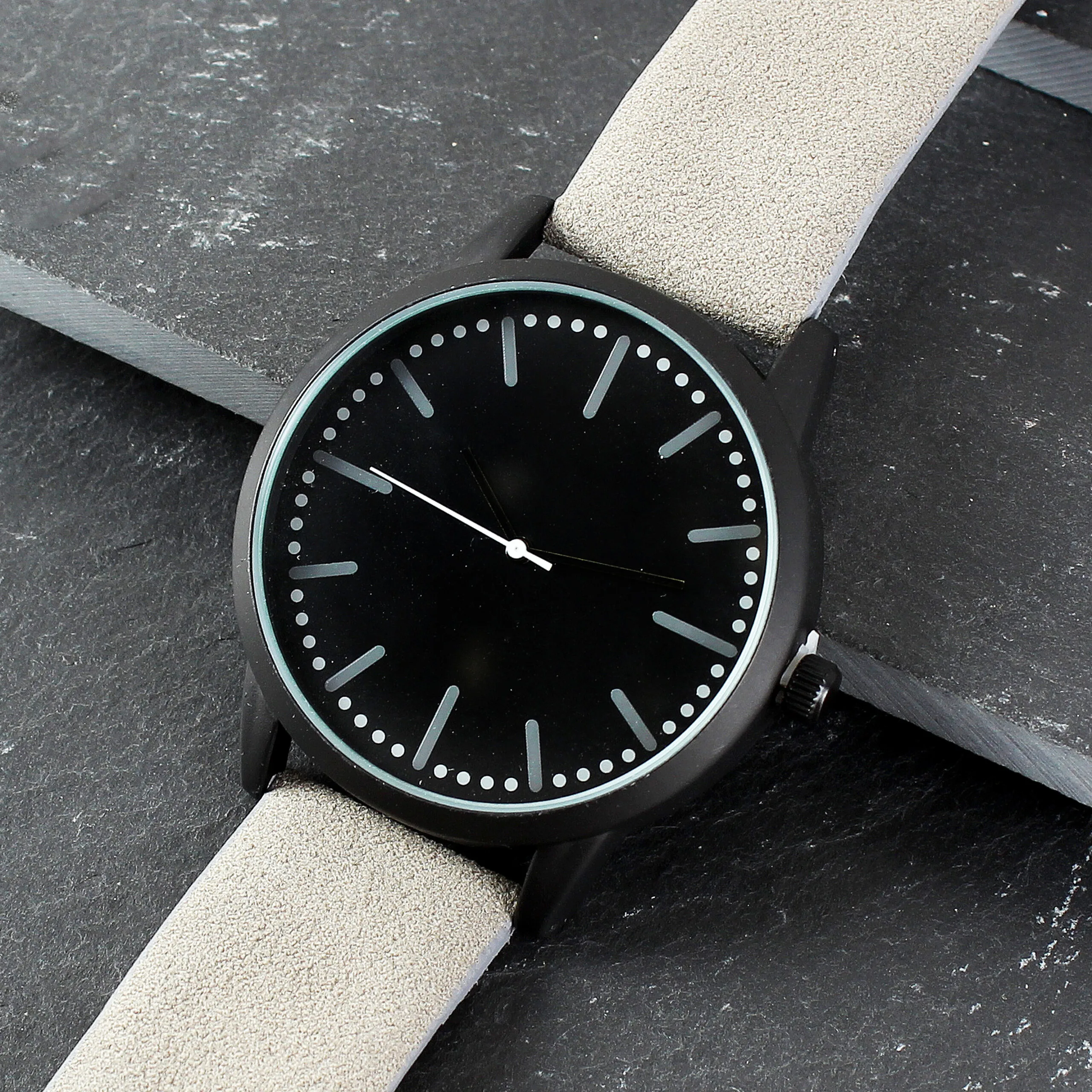 Personalised Men's Matte Black Watch with Grey Strap & Presentation Box - Image 5