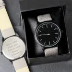 Personalised Men's Matte Black Watch with Grey Strap & Presentation Box - Image 6