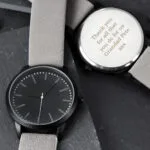 Personalised Men's Matte Black Watch with Grey Strap & Presentation Box - Image 7