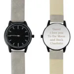 Personalised Men's Matte Black Watch with Grey Strap & Presentation Box - Image 8