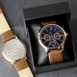 Personalised Men's Rose Gold Tone Watch with Brown Strap & Presentation Box