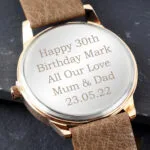 Personalised Men's Rose Gold Tone Watch with Brown Strap & Presentation Box - Image 5