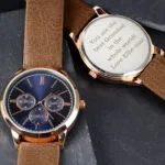 Personalised Men's Rose Gold Tone Watch with Brown Strap & Presentation Box - Image 4