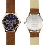 Personalised Men's Rose Gold Tone Watch with Brown Strap & Presentation Box - Image 8