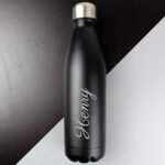 Personalised Name Only (Script Font) Black Stainless Steel Insulated Drinks Bottle - Image 5