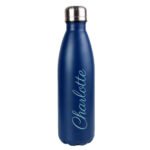 Personalised Name Only (Script Font) Blue Stainless Steel Insulated Drinks Bottle - Image 6