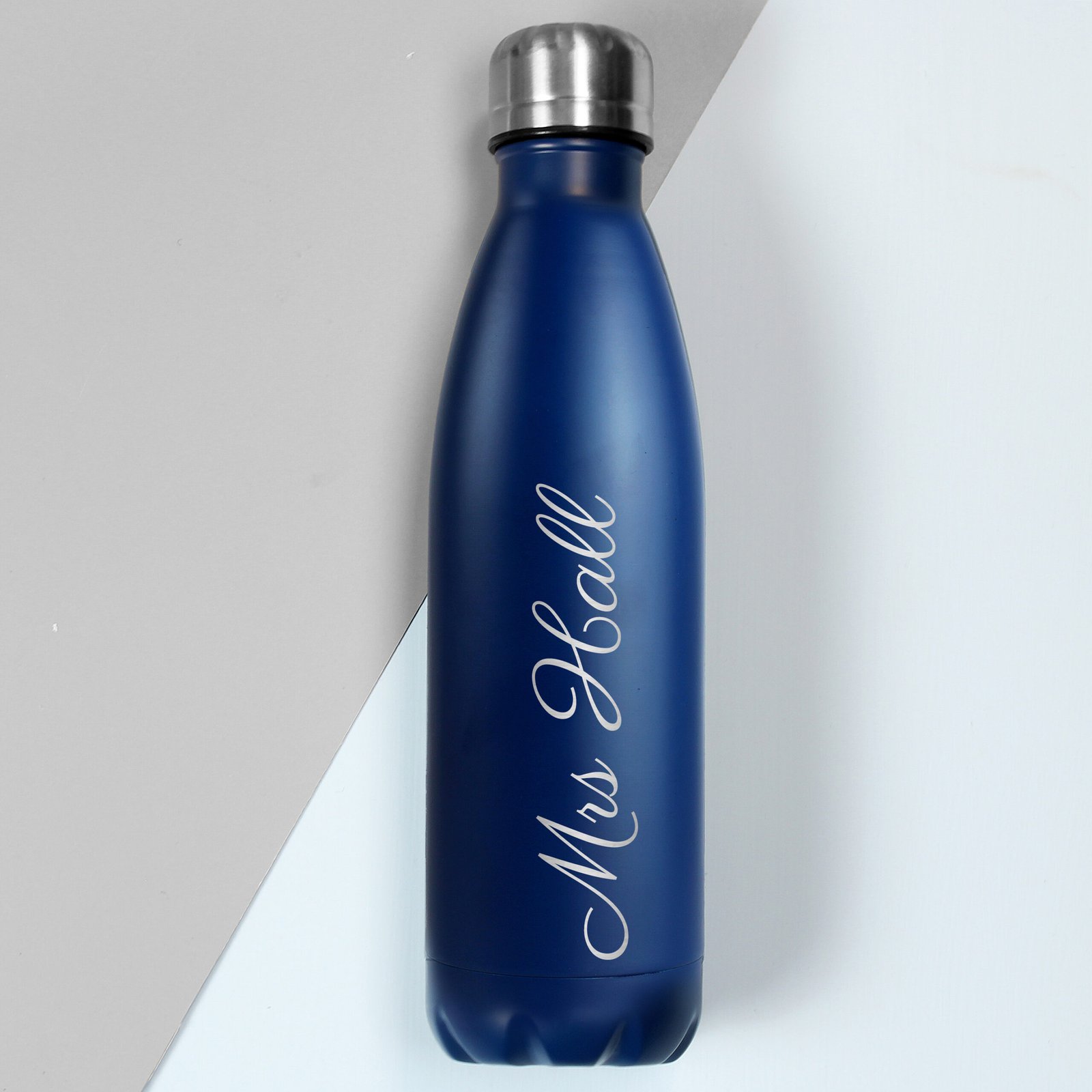 P0104L62 Personalised Name Only (Script Font) Blue Stainless Steel Insulated Drinks Bottle Personalised Name Only (Script Font) Blue Stainless Steel Insulated Drinks Bottle - Image 1