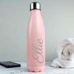 Personalised Name Only (Script Font) Pink Stainless Steel Insulated Drinks Bottle - Image 3