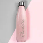 Personalised Name Only (Script Font) Pink Stainless Steel Insulated Drinks Bottle - Image 4