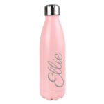 Personalised Name Only (Script Font) Pink Stainless Steel Insulated Drinks Bottle - Image 6
