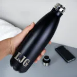 Personalised Initials Black Stainless Steel Insulated Drinks Bottle - Image 3