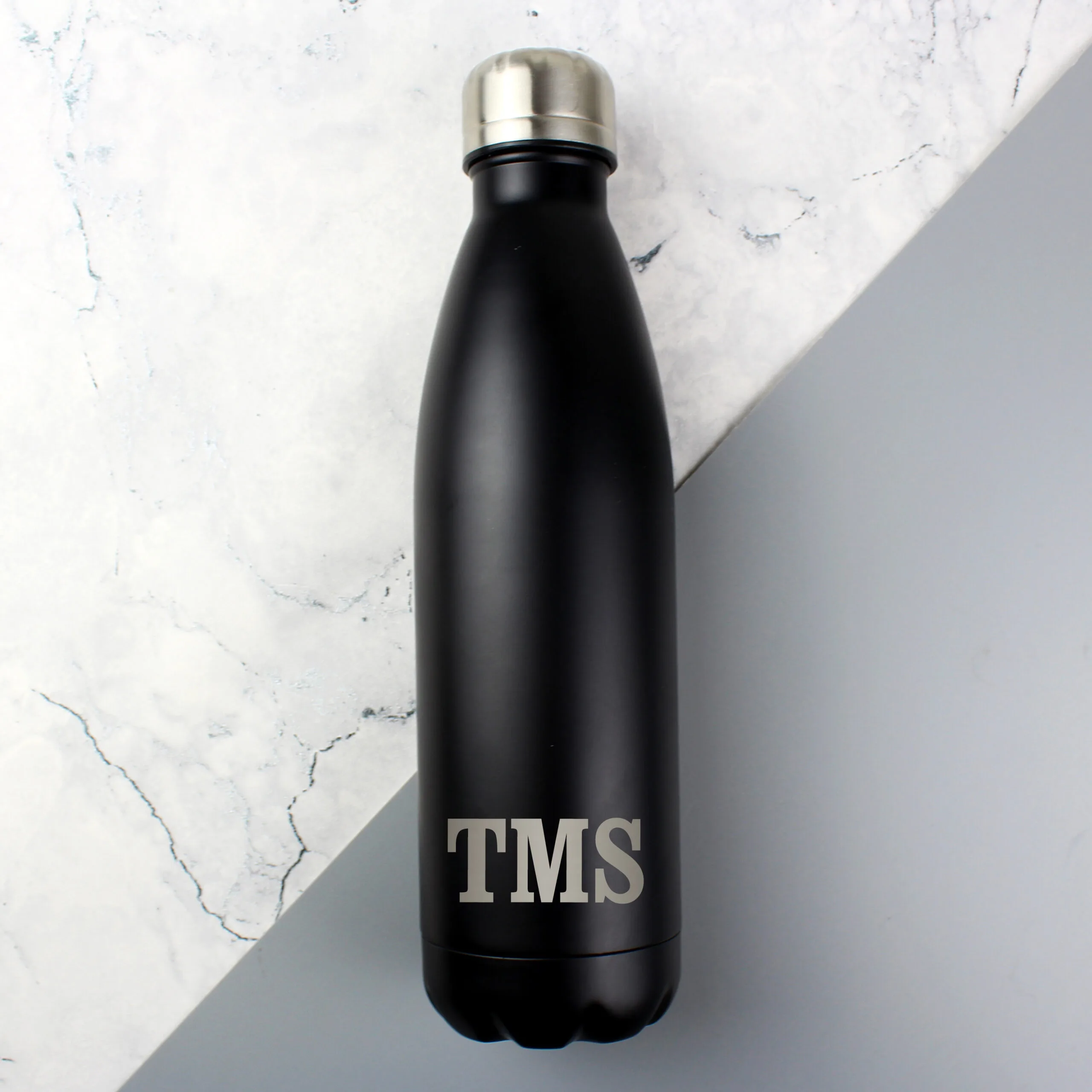 Personalised Initials Black Stainless Steel Insulated Drinks Bottle - Image 4