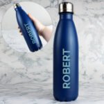 Personalised Bold Name Blue Stainless Steel Insulated Drinks Bottle - Image 2