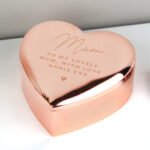 Personalised Name & Message Rose Gold Heart Shaped Nickel Plated Trinket Box