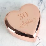 Personalised Birthday Rose Gold Heart Shaped Nickel Plated Trinket Box