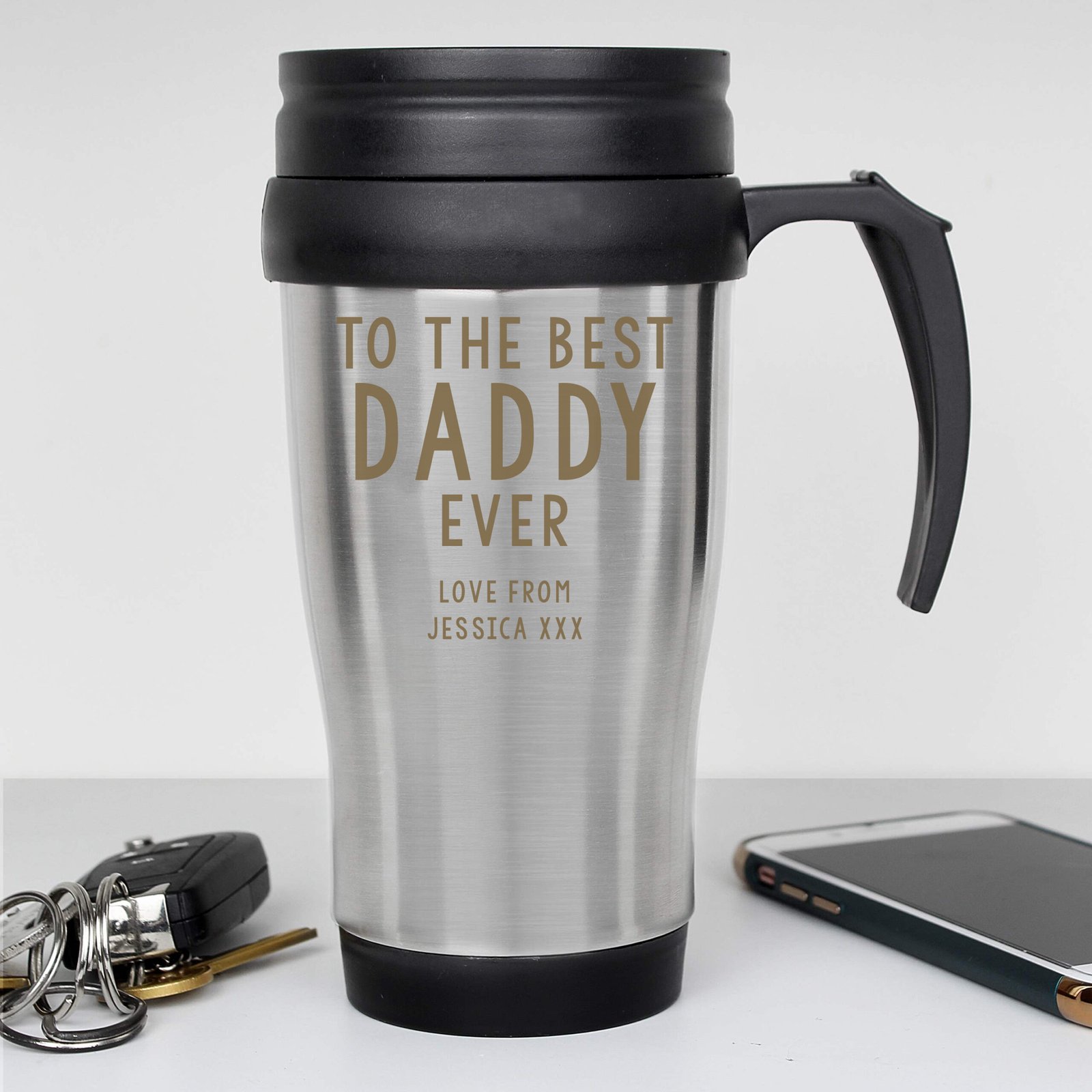 P0104M31 Personalised Any Message Stainless Steel Thermal Travel Mug Personalised Any Message Stainless Steel Thermal Travel Mug - Image 1