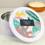 Personalised Any Message Abstract Design Round Cake Tin