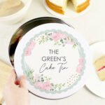 Personalised Any Message Abstract Rose Design Round Cake Tin - Image 4
