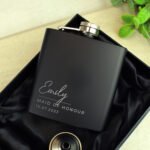 Personalised Any Message Script Font Black Stainless Steel Hip Flask - Image 2
