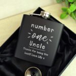 Personalised 'Number One' Black Stainless Steel Hip Flask - Image 2