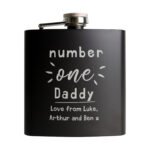 Personalised 'Number One' Black Stainless Steel Hip Flask - Image 6