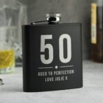 Personalised Big Numbers Birthday Black Stainless Steel Hip Flask