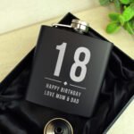 Personalised Big Numbers Birthday Black Stainless Steel Hip Flask - Image 2