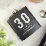 Personalised Big Numbers Birthday Black Stainless Steel Hip Flask - Image 3